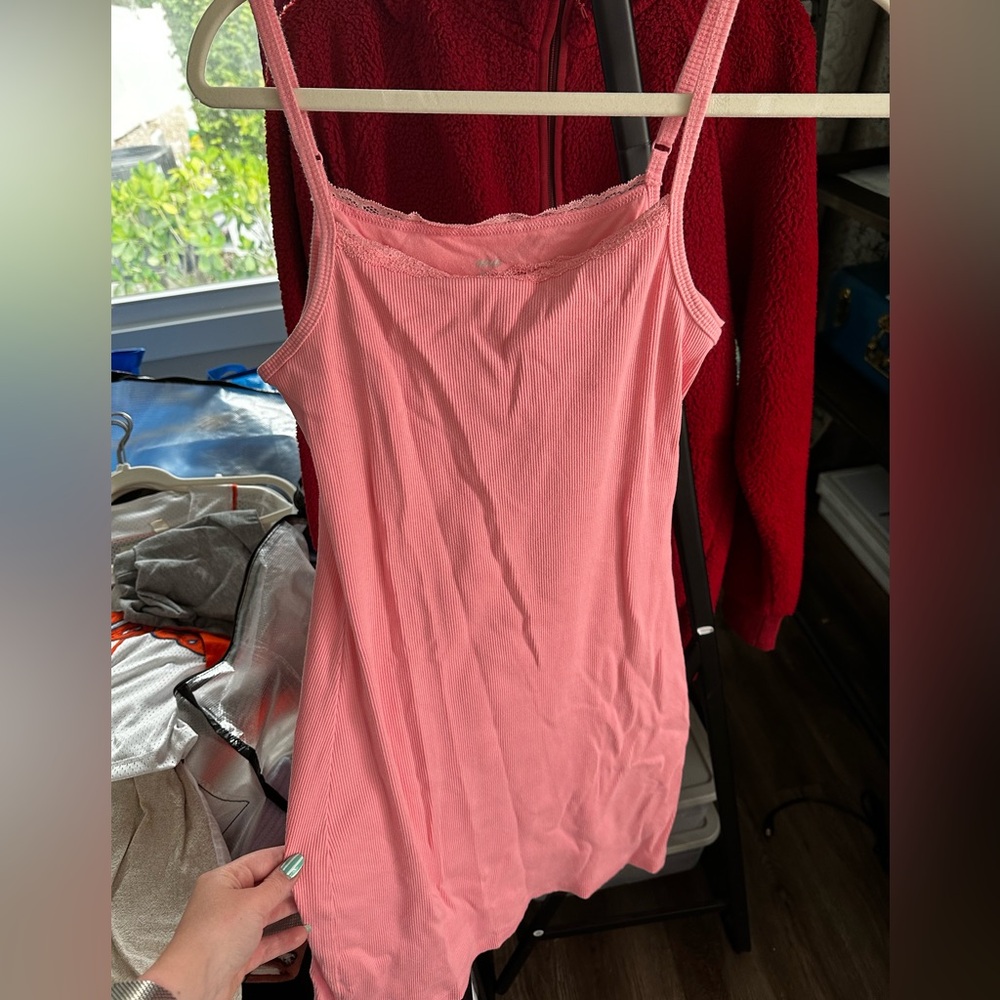 Aerie Pink Fitted Camisole Sleeveless Dress